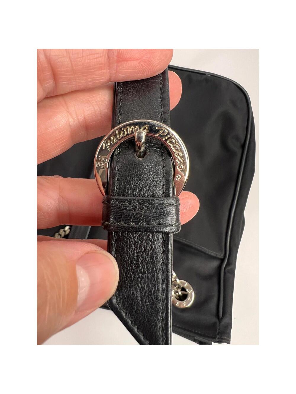 Vintage Paloma Picasso Shoulder Bag,'X' logo, black nylon/Leather, chain strap - Picture 9 of 9
